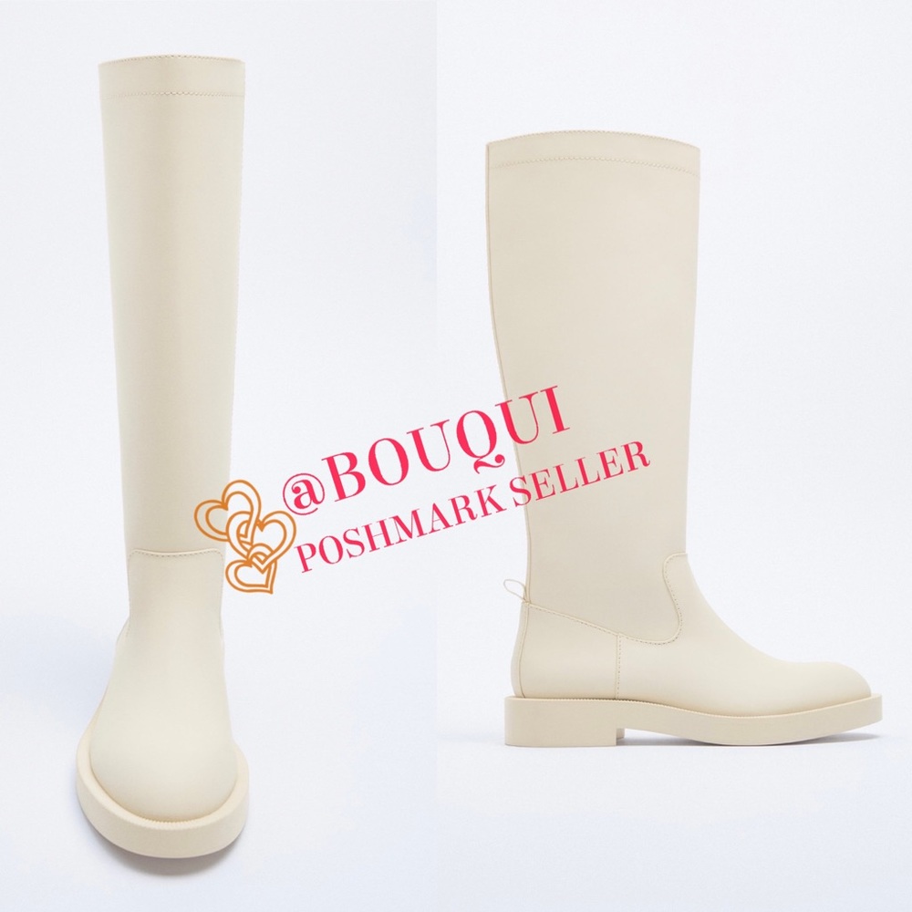 BLOGGERS FAV ZARA CREME RUBBERIZED BOOTS